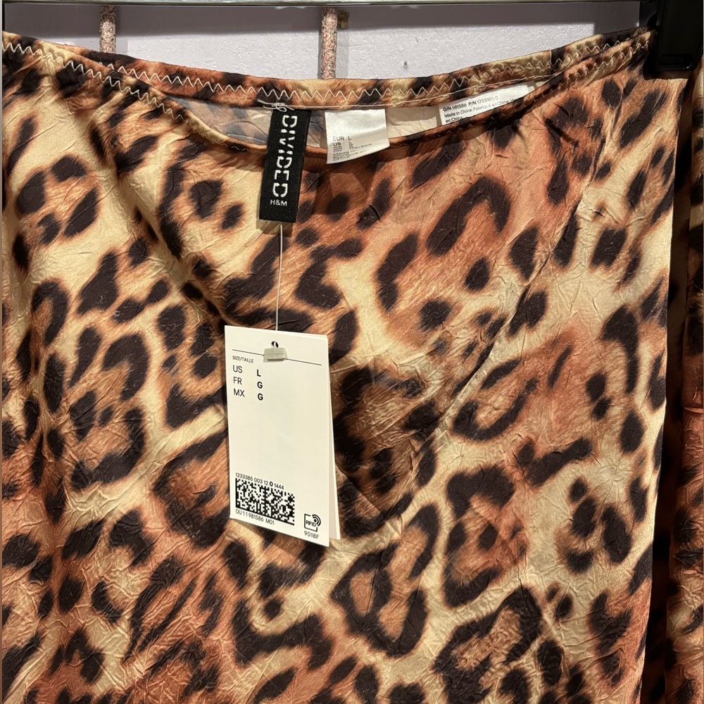 Crinkled Satin Leopard Print Maxi Skirt
